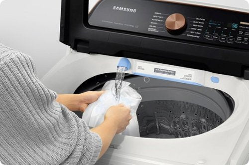 Samsung - 5.5 Cu. Ft. High-Efficiency Smart Top Load Washer with Auto Dispense System - Ivory