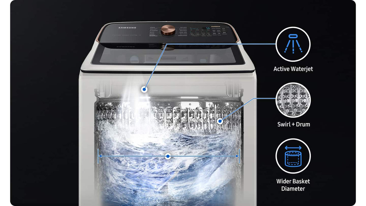 Samsung - 5.5 Cu. Ft. High-Efficiency Smart Top Load Washer with Auto Dispense System - Ivory