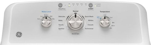 GE - 4.3 Cu. Ft. High-Efficiency Top Load Washer with Cold Plus - White with Silver Matte
