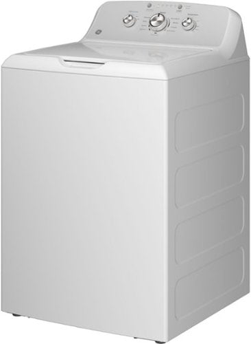 GE - 4.3 Cu. Ft. High-Efficiency Top Load Washer with Cold Plus - White with Silver Matte