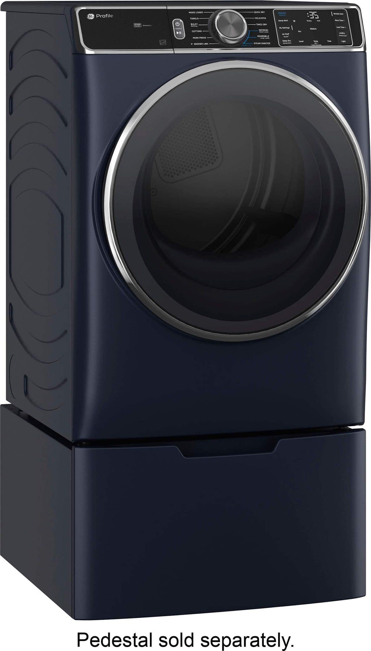 GE Profile - 7.8 Cu. Ft. Stackable Smart Electric Dryer with Steam and Sanitize Cycle - Sapphire Blue