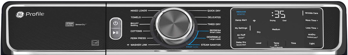 GE Profile - 7.8 Cu. Ft. Stackable Smart Electric Dryer with Steam and Sanitize Cycle - Sapphire Blue