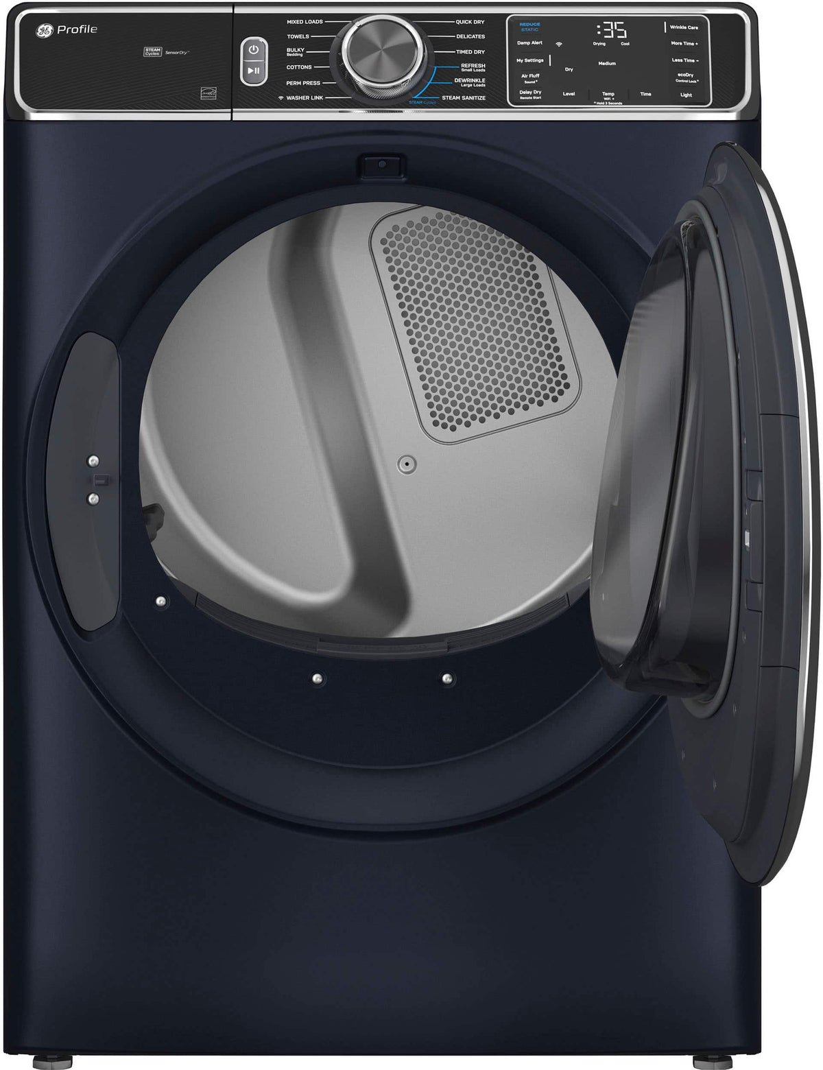 GE Profile - 7.8 Cu. Ft. Stackable Smart Electric Dryer with Steam and Sanitize Cycle - Sapphire Blue