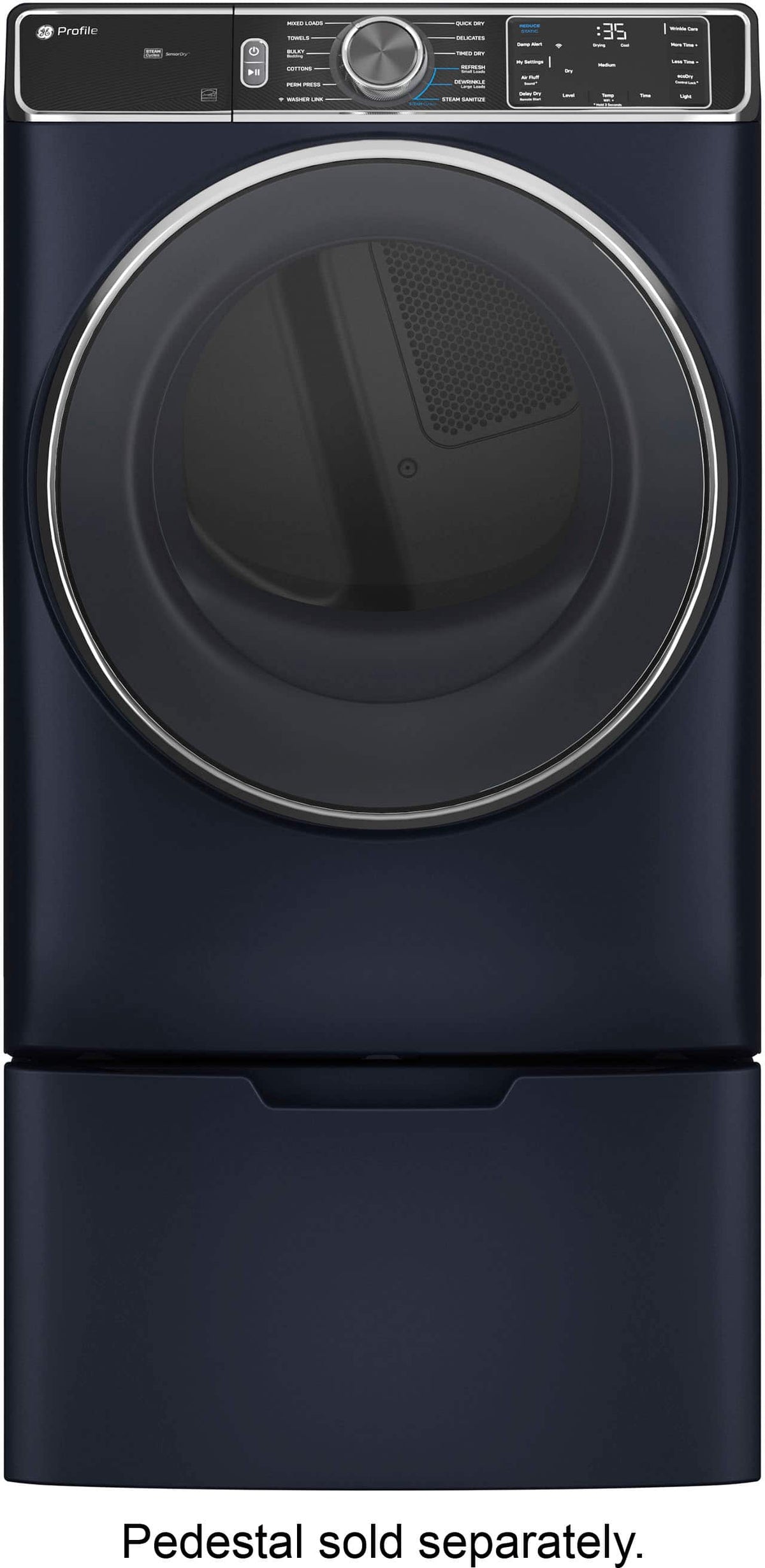 GE Profile - 7.8 Cu. Ft. Stackable Smart Electric Dryer with Steam and Sanitize Cycle - Sapphire Blue