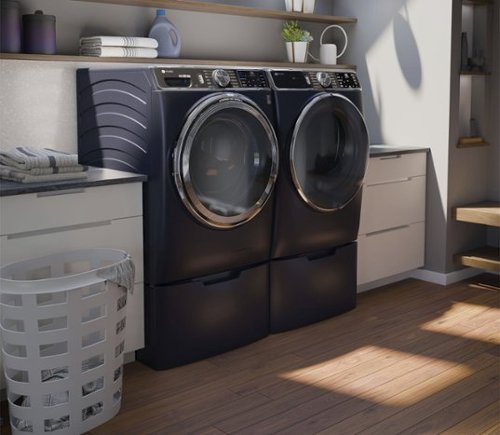 GE Profile - 7.8 Cu. Ft. Stackable Smart Electric Dryer with Steam and Sanitize Cycle - Sapphire Blue