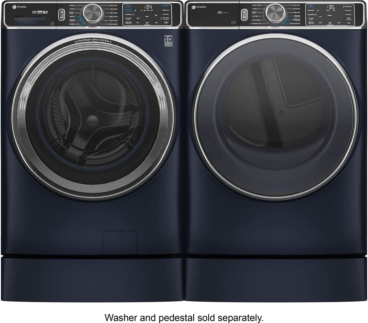GE Profile - 7.8 Cu. Ft. Stackable Smart Electric Dryer with Steam and Sanitize Cycle - Sapphire Blue