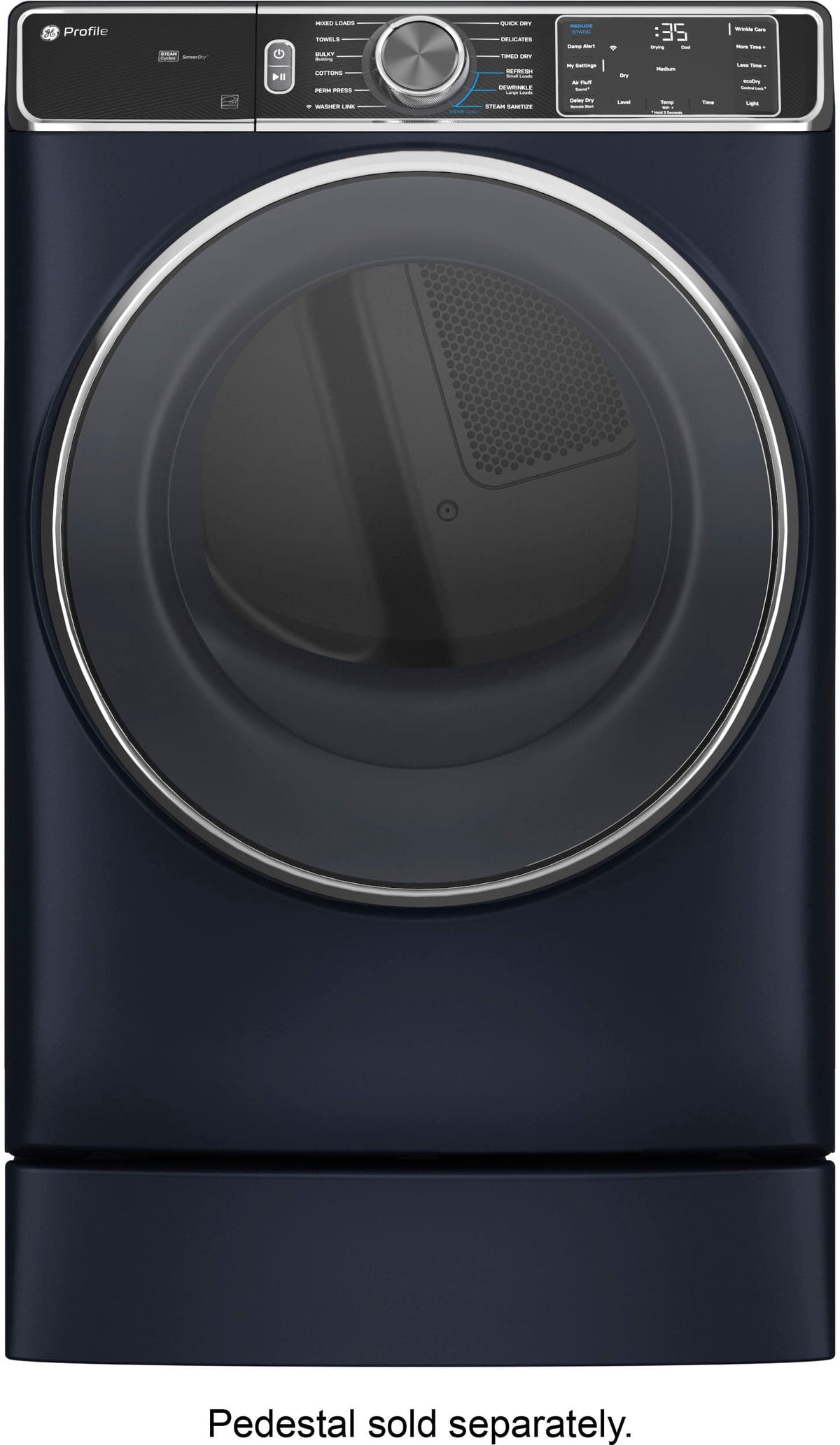 GE Profile - 7.8 Cu. Ft. Stackable Smart Electric Dryer with Steam and Sanitize Cycle - Sapphire Blue