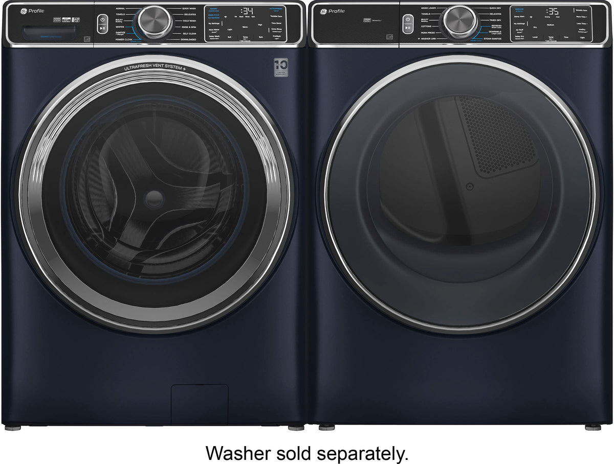GE Profile - 7.8 Cu. Ft. Stackable Smart Electric Dryer with Steam and Sanitize Cycle - Sapphire Blue