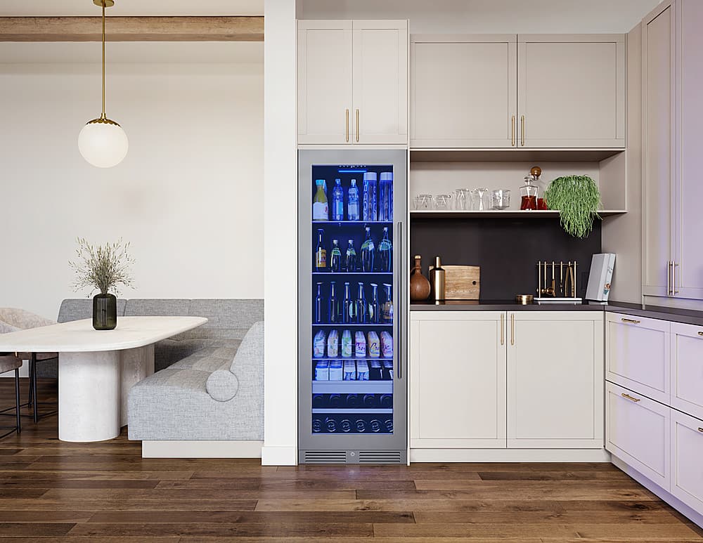 Zephyr - 24 in. Wide Presrv 24 in. 14-Bottle and 266-Can Single Zone Full Size Beverage Cooler - Stainless Steel/Glass