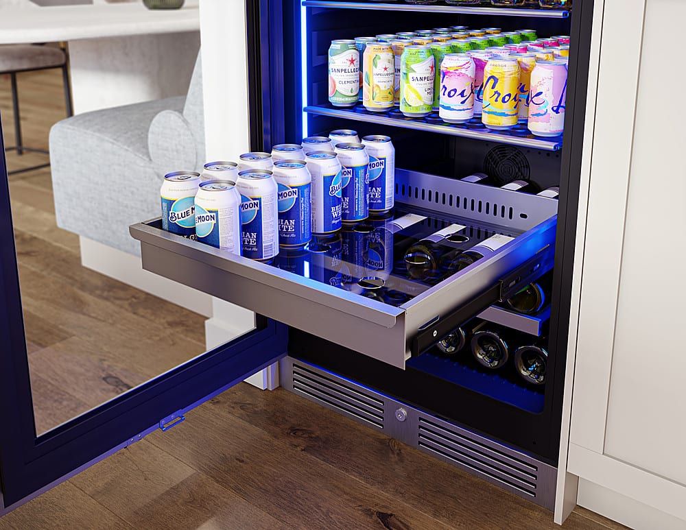 Zephyr - 24 in. Wide Presrv 24 in. 14-Bottle and 266-Can Single Zone Full Size Beverage Cooler - Stainless Steel/Glass