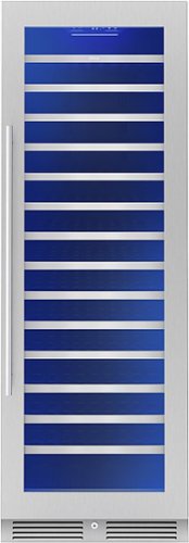 Zephyr - Presrv 24 in. 142-Bottle Built-In/Freestanding Single Zone Full Size Wine Cooler with Full-Extension Wood Racks - Stainless Steel/Glass