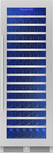 Zephyr - Presrv 24 in. 142-Bottle Built-In/Freestanding Single Zone Full Size Wine Cooler with Full-Extension Wood Racks - Stainless Steel/Glass