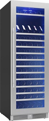 Zephyr - Presrv 24 in. 142-Bottle Built-In/Freestanding Single Zone Full Size Wine Cooler with Full-Extension Wood Racks - Stainless Steel/Glass