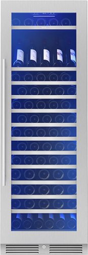 Zephyr - Presrv 24 in. 142-Bottle Built-In/Freestanding Single Zone Full Size Wine Cooler with Full-Extension Wood Racks - Stainless Steel/Glass