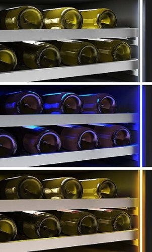 Zephyr - Presrv 24 in. 142-Bottle Built-In/Freestanding Single Zone Full Size Wine Cooler with Full-Extension Wood Racks - Stainless Steel/Glass