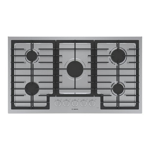 Bosch - 500 Series 36" Built-In Gas Cooktop with 5 burners and LP Conversion - Stainless Steel