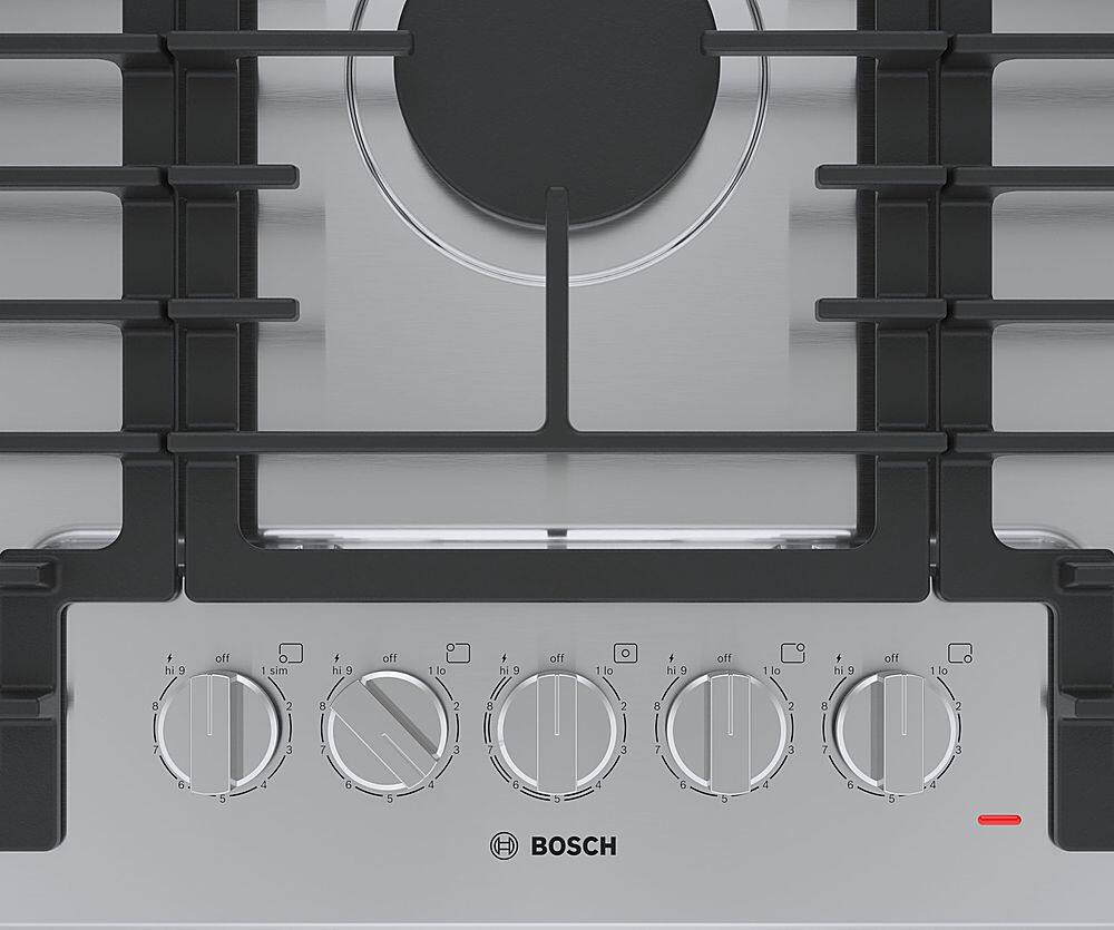 Bosch - 500 Series 36" Built-In Gas Cooktop with 5 burners and LP Conversion - Stainless Steel