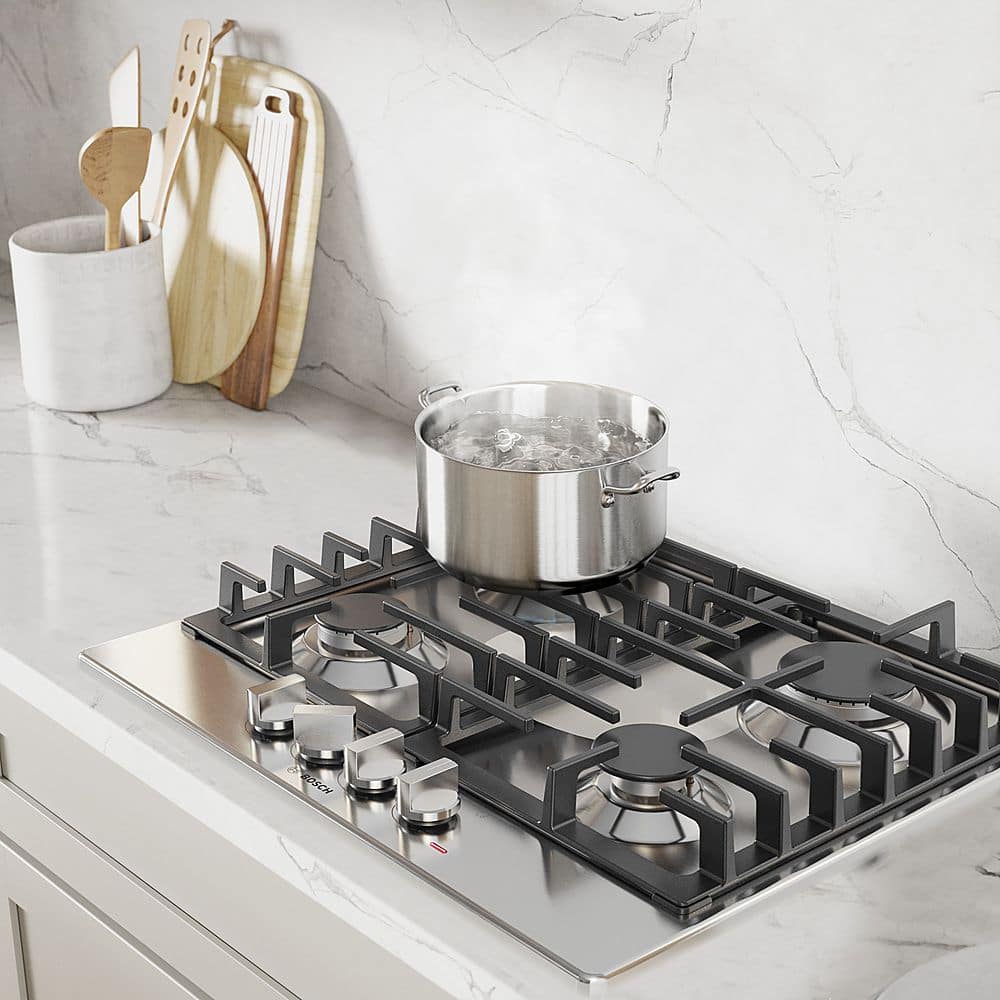 Bosch - 500 Series 24" Built-In Gas Cooktop with 4 burners and LP Conversion - Stainless Steel