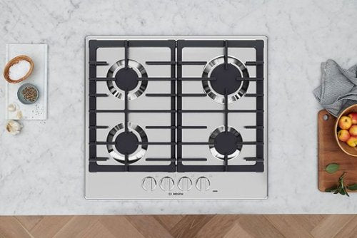 Bosch - 500 Series 24" Built-In Gas Cooktop with 4 burners and LP Conversion - Stainless Steel