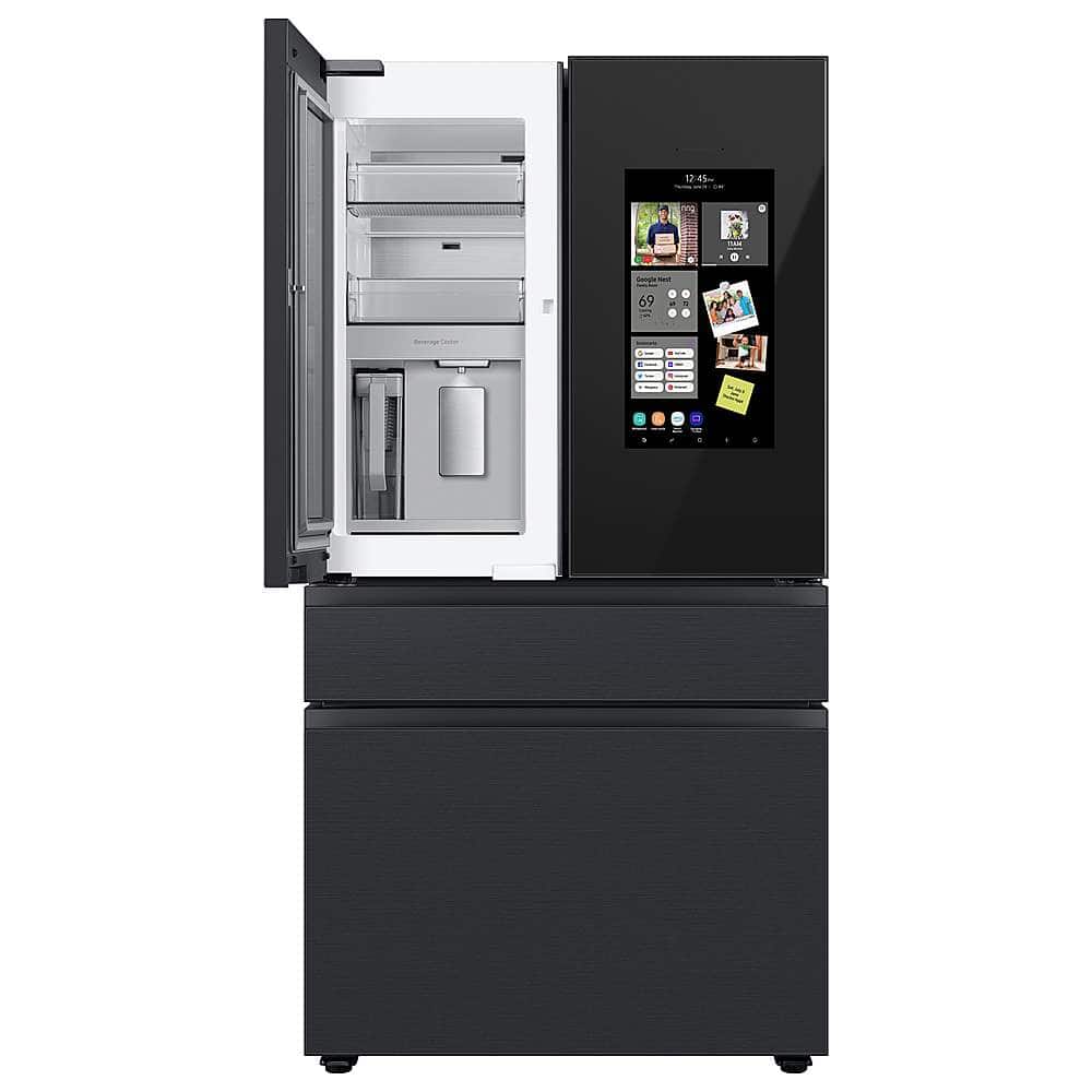 Samsung - 36 in. Wide Open Box BESPOKE 23 cu. ft. 4-Door French Door Counter Depth Smart Refrigerator with Family Hub - Matte Black Steel