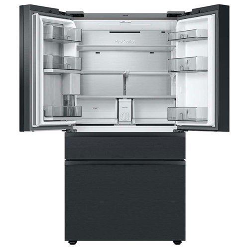 Samsung - 36 in. Wide Open Box BESPOKE 23 cu. ft. 4-Door French Door Counter Depth Smart Refrigerator with Family Hub - Matte Black Steel