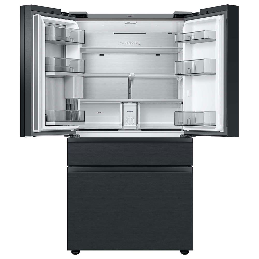 Samsung - 36 in. Wide Open Box BESPOKE 23 cu. ft. 4-Door French Door Counter Depth Smart Refrigerator with Family Hub - Matte Black Steel