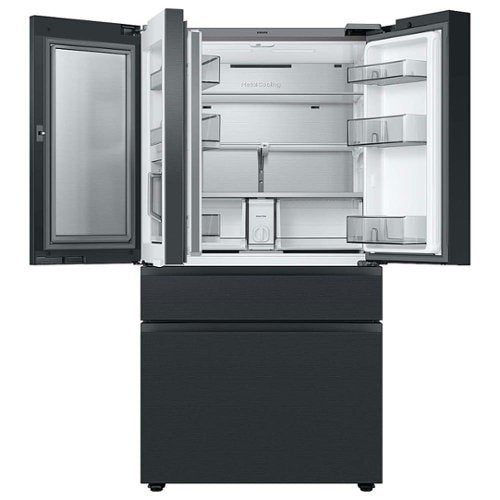 Samsung - 36 in. Wide Open Box BESPOKE 23 cu. ft. 4-Door French Door Counter Depth Smart Refrigerator with Family Hub - Matte Black Steel