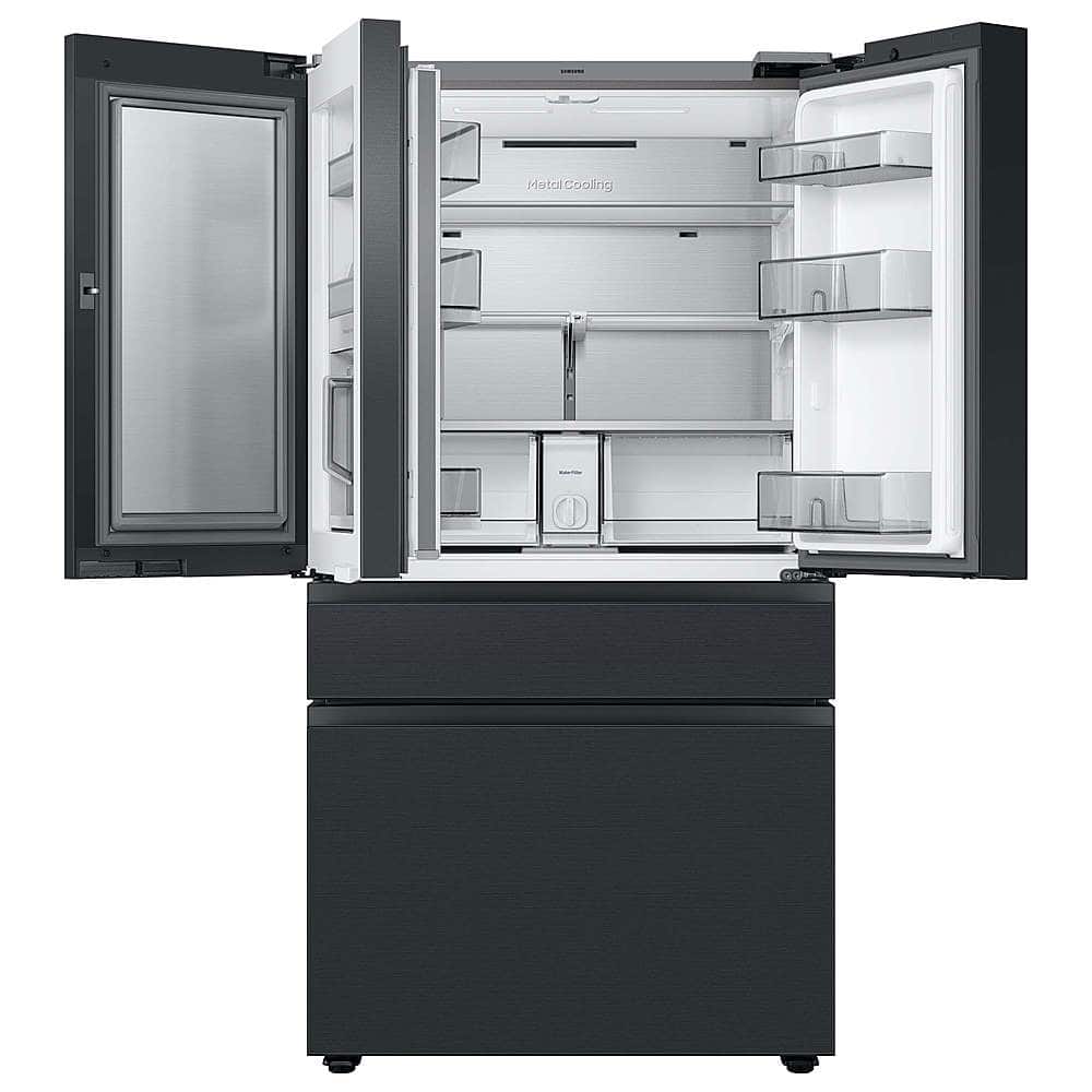 Samsung - 36 in. Wide Open Box BESPOKE 23 cu. ft. 4-Door French Door Counter Depth Smart Refrigerator with Family Hub - Matte Black Steel