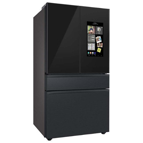 Samsung - 36 in. Wide Open Box BESPOKE 23 cu. ft. 4-Door French Door Counter Depth Smart Refrigerator with Family Hub - Matte Black Steel