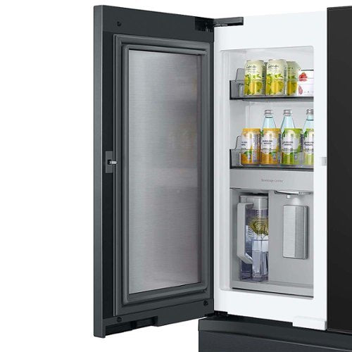Samsung - 36 in. Wide Open Box BESPOKE 23 cu. ft. 4-Door French Door Counter Depth Smart Refrigerator with Family Hub - Matte Black Steel
