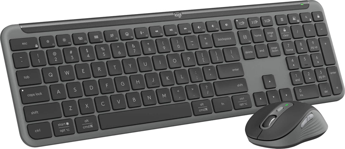 Logitech - MK955 Signature Slim Full-size Wireless Keyboard and Mouse Combo for Windows and Mac with Quiet Typing and Clicking - Graphite