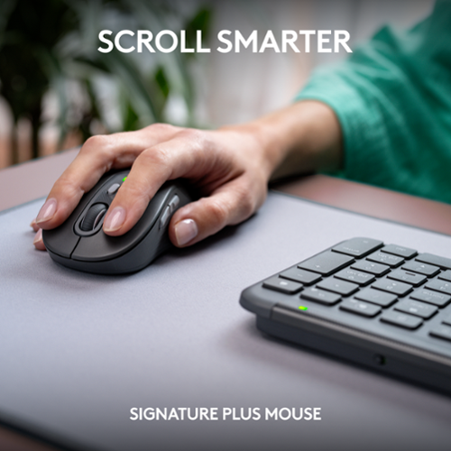 Logitech - MK955 Signature Slim Full-size Wireless Keyboard and Mouse Combo for Windows and Mac with Quiet Typing and Clicking - Graphite