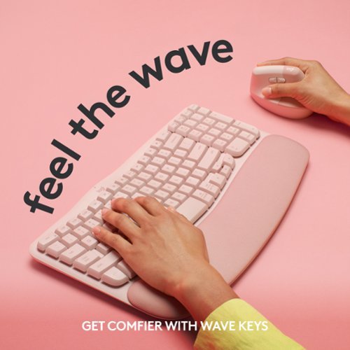 Logitech - Wave Keys Ergonomic Wireless Membrane Keyboard for Windows/Mac with Integrated Palm-rest - Rose