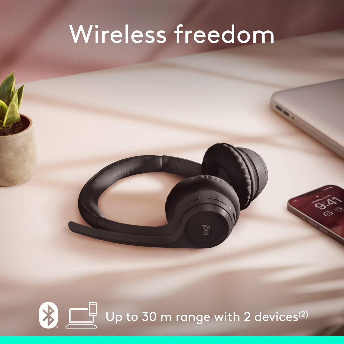 Logitech - Zone 300 Wireless Bluetooth On-ear Headset With Noise-Canceling Microphone - Black