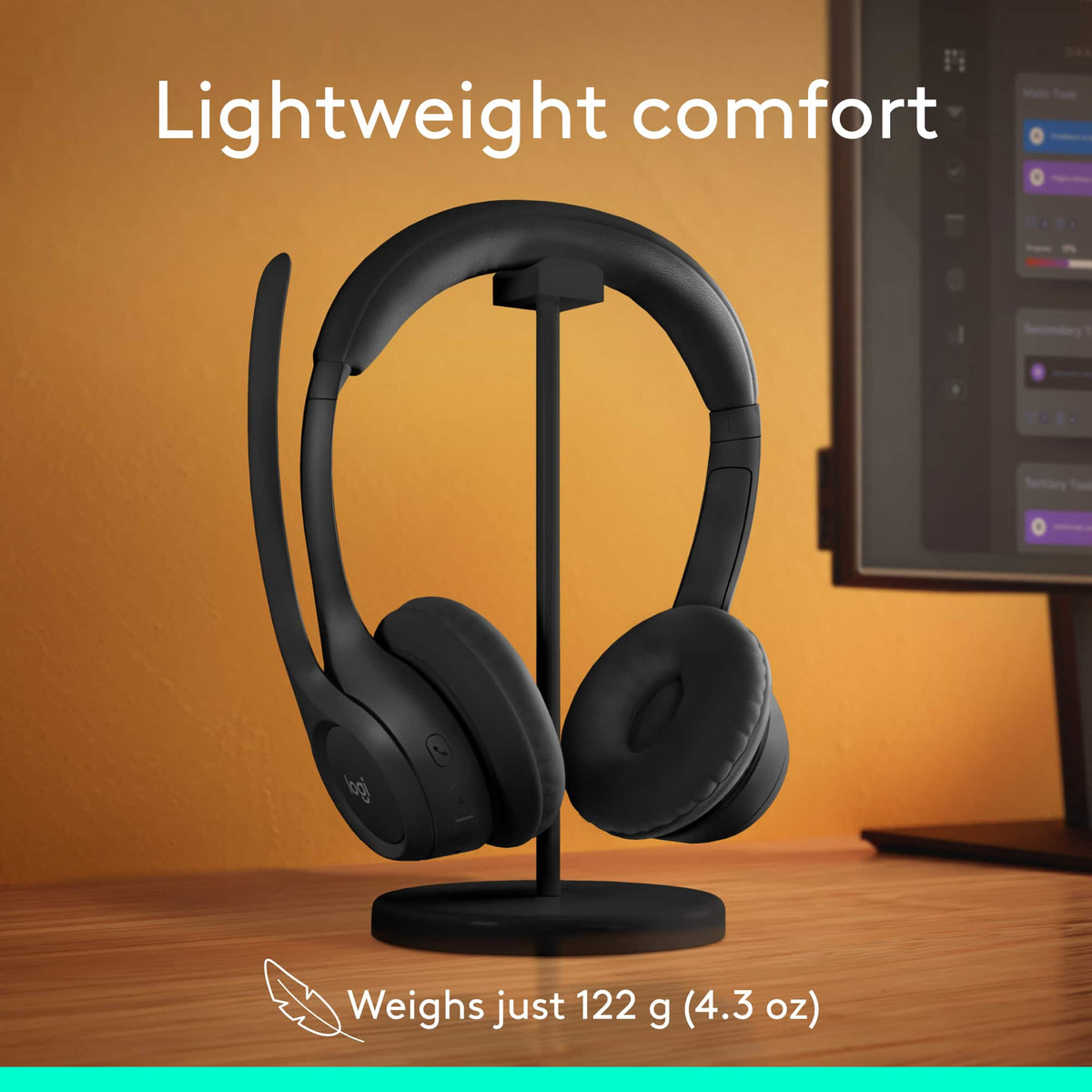 Logitech - Zone 300 Wireless Bluetooth On-ear Headset With Noise-Canceling Microphone - Black