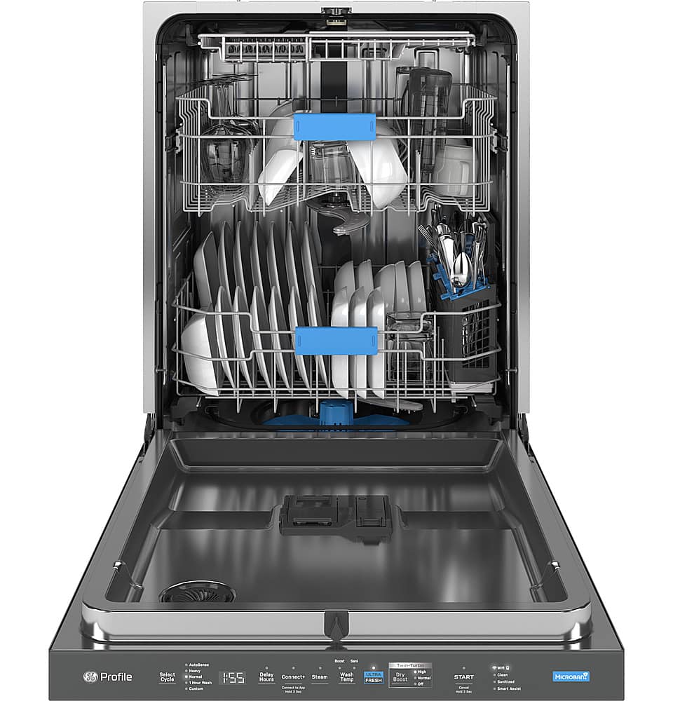 GE Profile - 24" Top Control Smart Built-In Stainless Steel Tub Dishwasher w/ 3rd Rack, Leak Defense w/ Active Flood Protect, 39 dBA - Stainless Steel