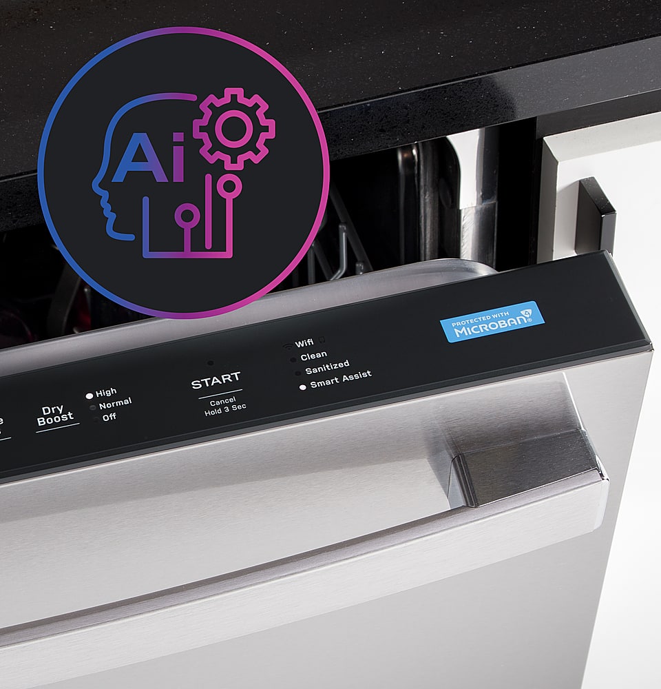 GE Profile - 24" Top Control Smart Built-In Stainless Steel Tub Dishwasher w/ 3rd Rack, Leak Defense w/ Active Flood Protect, 39 dBA - Stainless Steel