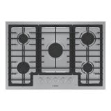 Bosch - 500 Series 30" Built-In Gas Cooktop with 5 burners and LP Conversion - Stainless Steel