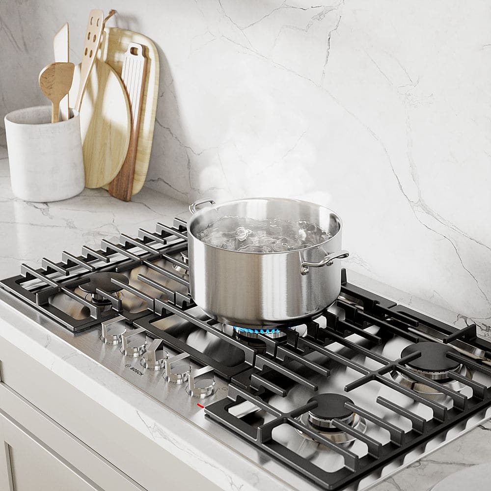 Bosch - 500 Series 30" Built-In Gas Cooktop with 5 burners and LP Conversion - Stainless Steel