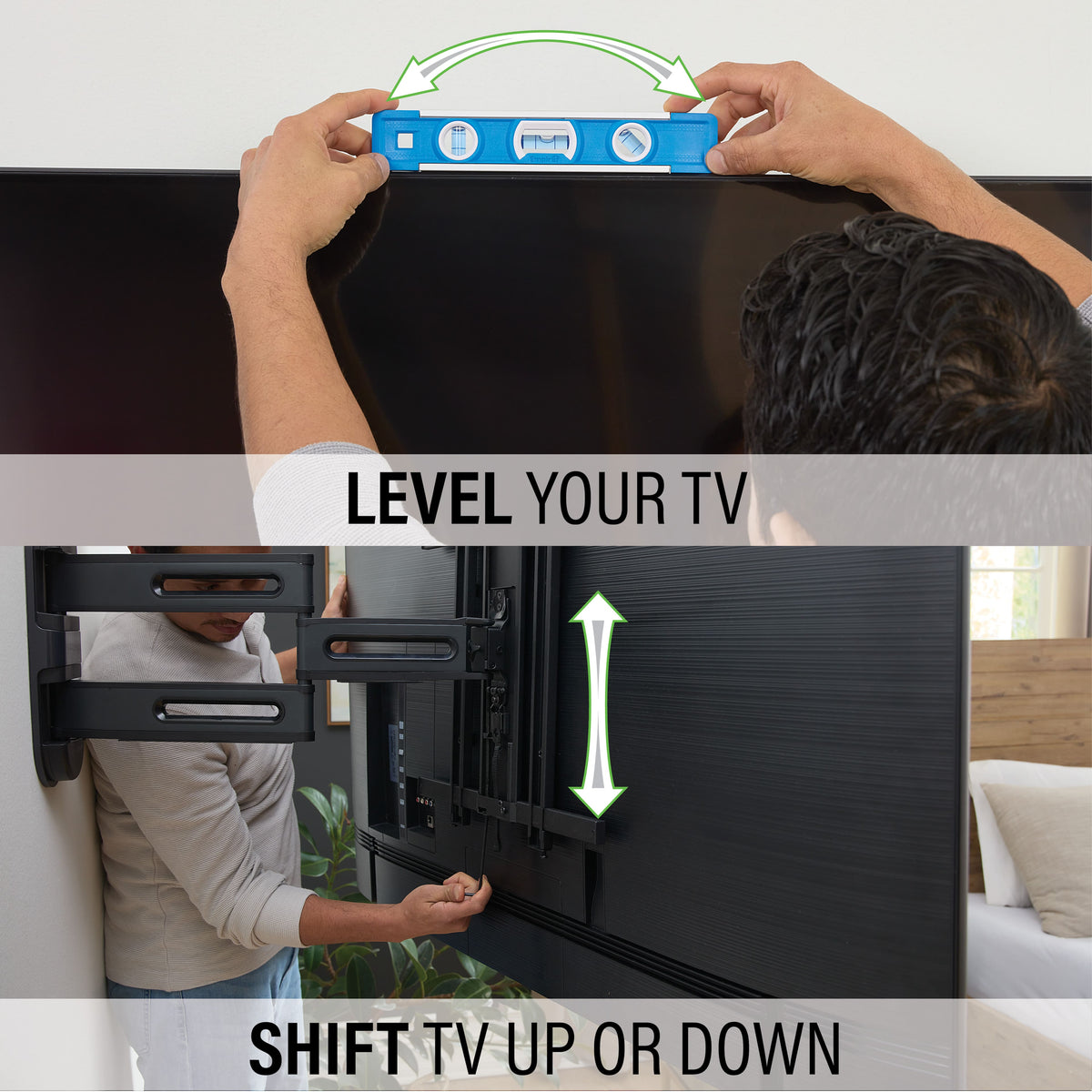 SANUS Elite - Advanced Full-Motion 4D + Shift TV Wall Mount for TVs 32"-65" up to 70 lbs - Shifts up to 6" for Perfect Placement - Black