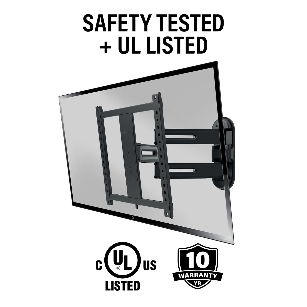 SANUS Elite - Advanced Full-Motion 4D + Shift TV Wall Mount for TVs 32"-65" up to 70 lbs - Shifts up to 6" for Perfect Placement - Black