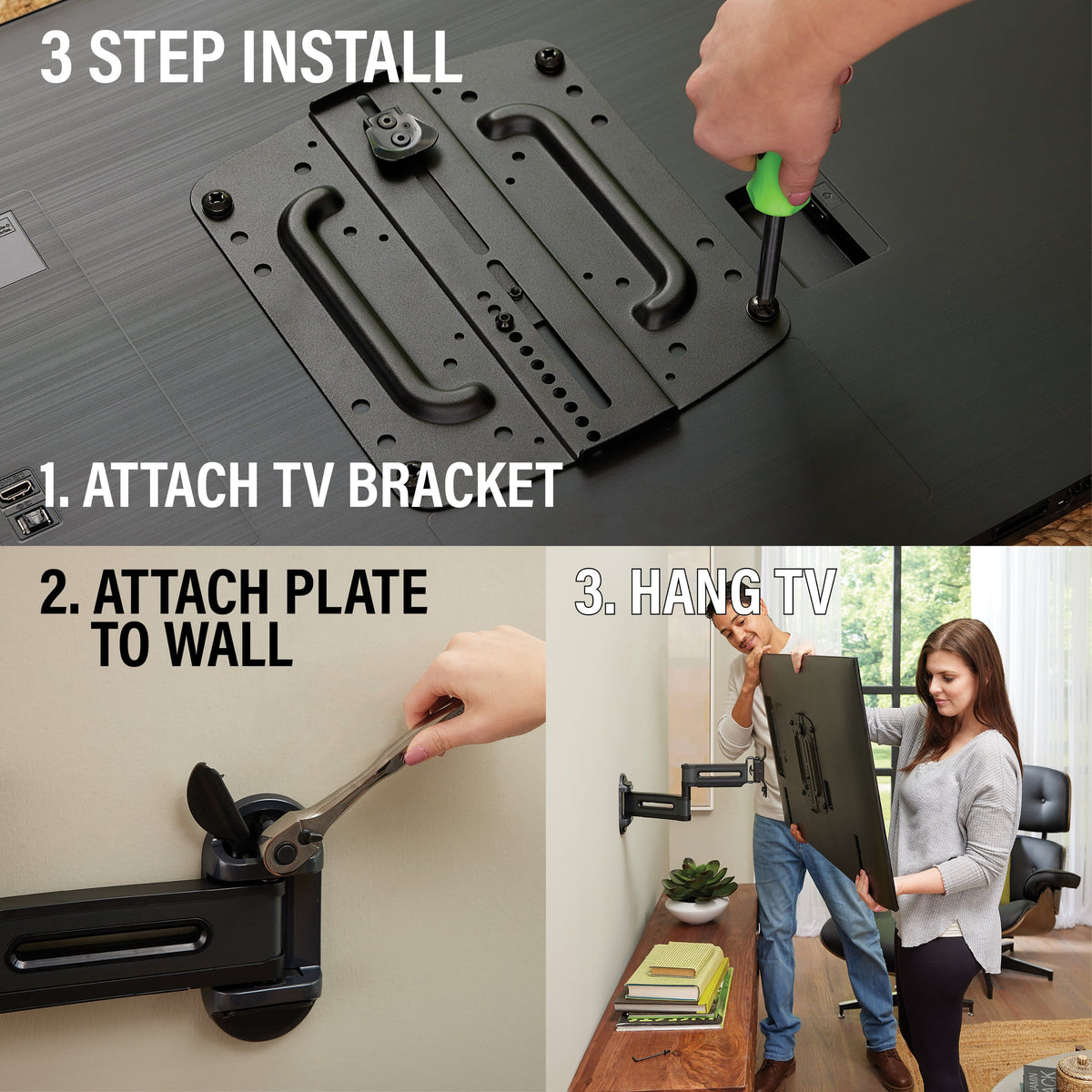 SANUS Elite - Advanced Full-Motion 4D + Shift TV Wall Mount for TVs 19"-43" up to 40 lbs - Shifts up to 4" for Perfect Placement - Black