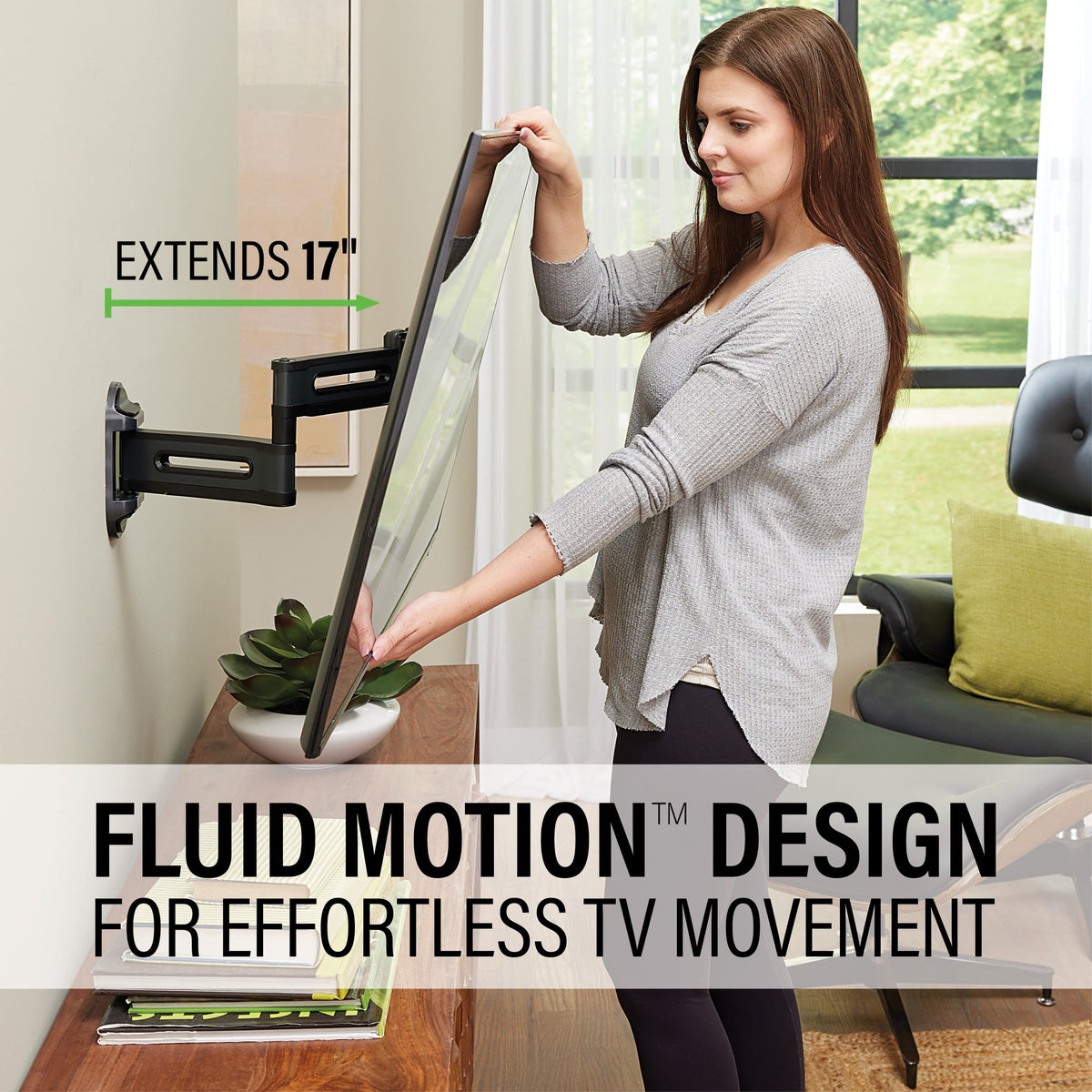 SANUS Elite - Advanced Full-Motion 4D + Shift TV Wall Mount for TVs 19"-43" up to 40 lbs - Shifts up to 4" for Perfect Placement - Black