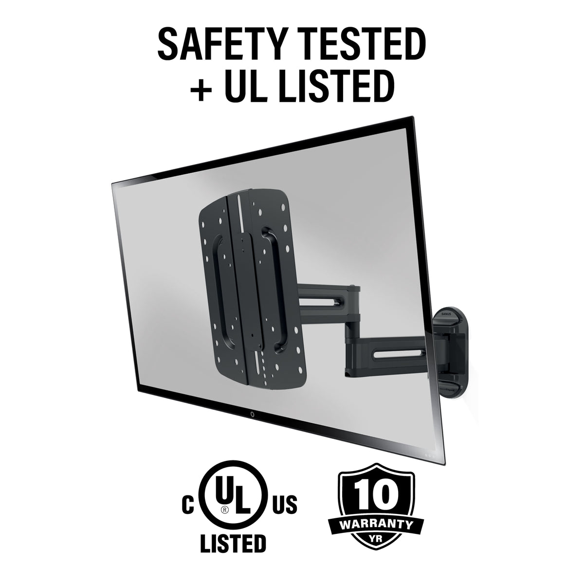 SANUS Elite - Advanced Full-Motion 4D + Shift TV Wall Mount for TVs 19"-43" up to 40 lbs - Shifts up to 4" for Perfect Placement - Black