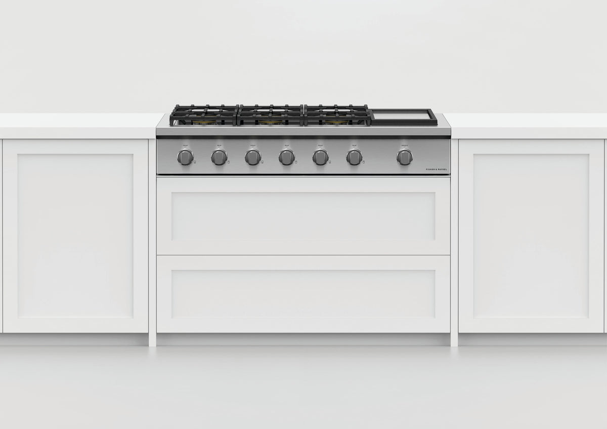 Fisher & Paykel - 48 in. Wide 6 Burner Professioanl  Built-in Natural Gas Cooktop - Stainless Steel