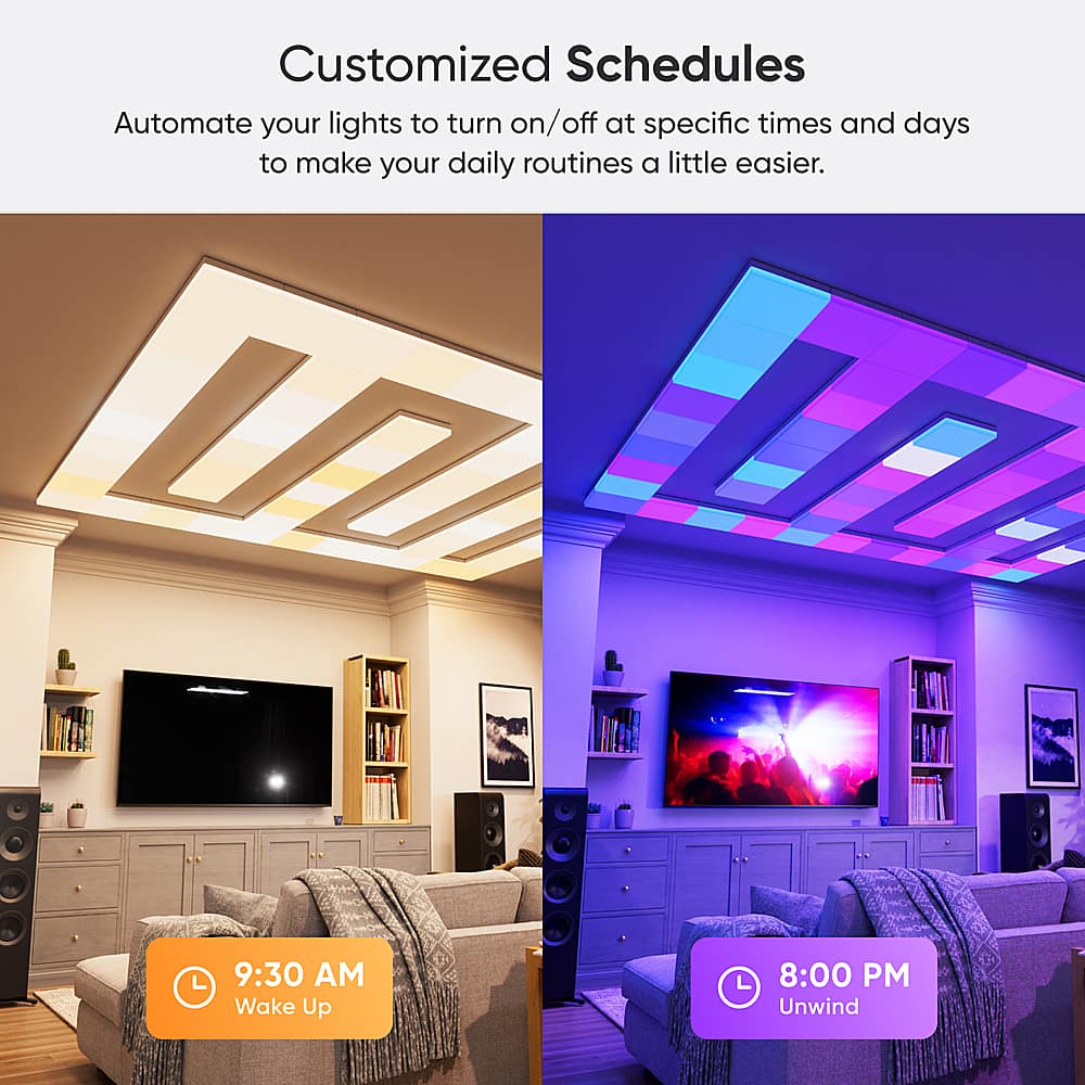 Nanoleaf - Skylight - Smart LED Flush Mount Indoor Ceiling Light Fixture Smarter Kit (3pk) - Modular & Color Changing - Multicolor