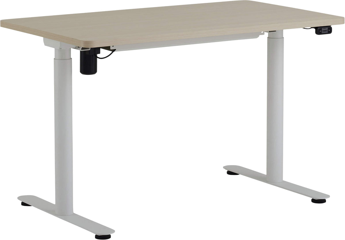 Steelcase - AMQ Sit-to-Stand Desk - White Base Light Oak Top