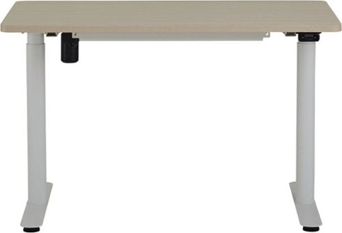 Steelcase - AMQ Sit-to-Stand Desk - White Base Light Oak Top