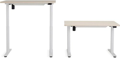 Steelcase - AMQ Sit-to-Stand Desk - White Base Light Oak Top