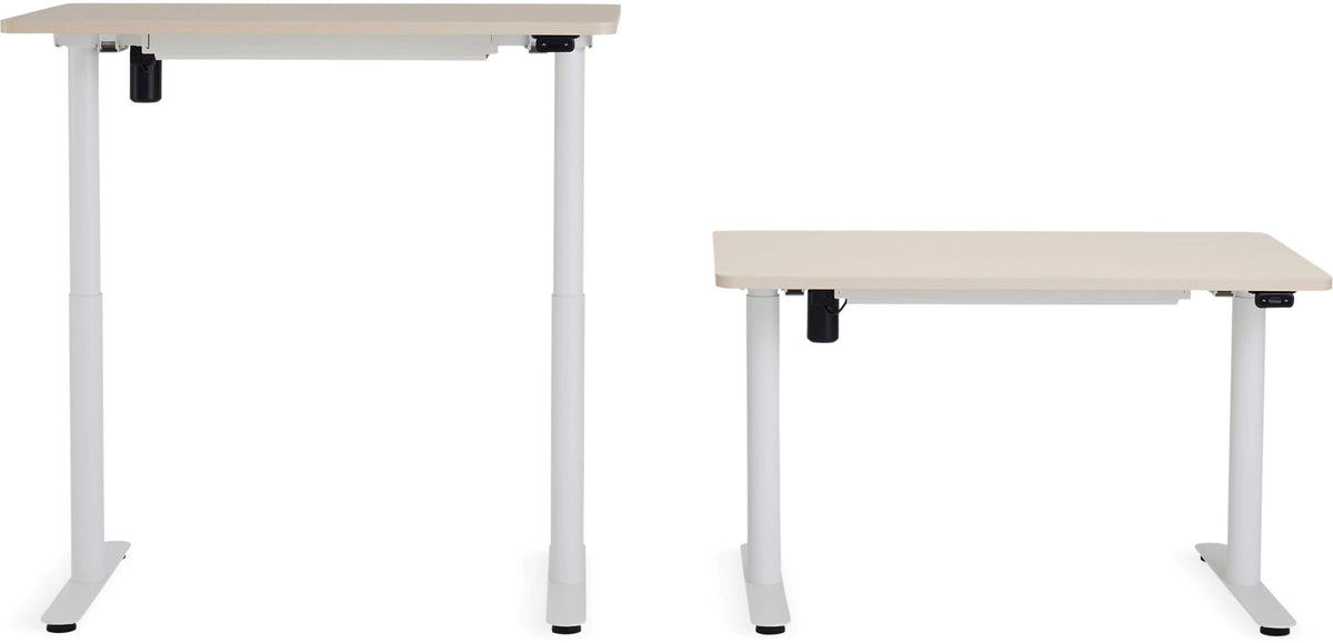 Steelcase - AMQ Sit-to-Stand Desk - White Base Light Oak Top